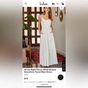 Lulu’s All the Right Places White Striped Sleeveless Tiered Maxi Dress